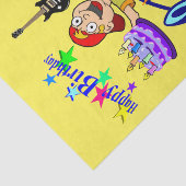 Papier Mousseline Bonne Anniversaire Tissue Paper Music Guitare (Détail)