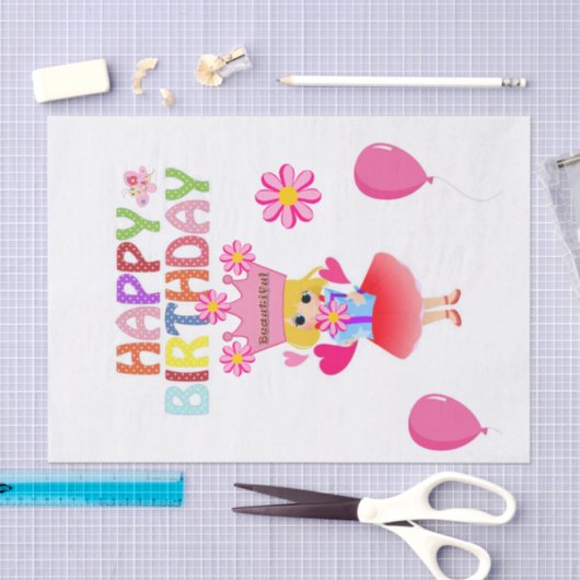 Papier Mousseline Bonne Anniversaire Tissue Paper Princesse (Artisanat)