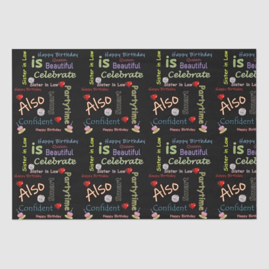 Papier Mousseline Bonne Anniversaire Tissue Paper Soeur en droit (Recto)