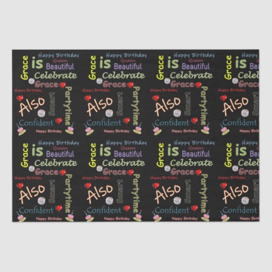 Papier Mousseline Bonne Anniversaire Tissue Papier Grace (Recto)