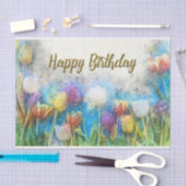 Papier Mousseline Bonne aquarelle d'anniversaire Fleurs de tulipes A (Artisanat)
