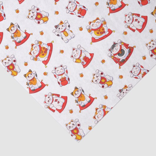 Papier Mousseline Bonne chance Maneki Neko Chats (Détail)