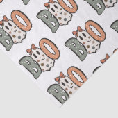 Papier Mousseline Boo Ghost Orange Green Cute Blanc Halloween (Détail)