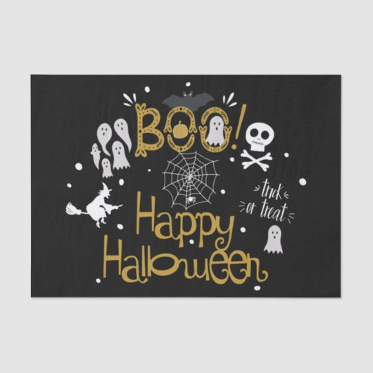 Papier Mousseline Boo Happy Halloween Whimsical Custom Cadeau Envelo (Recto)