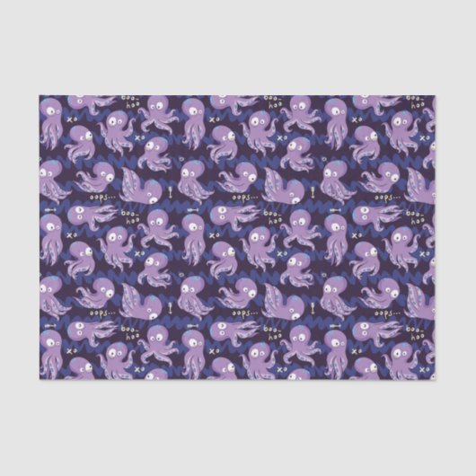 Papier Mousseline Boo Octopus mignon Violet Enfants Vêtements & Déco (Recto)