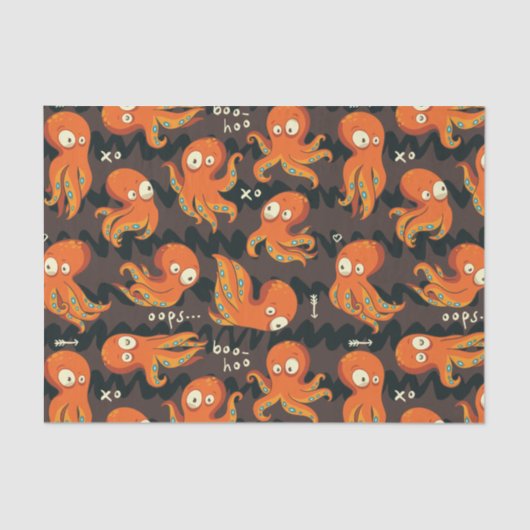 Papier Mousseline Boo Octopus Orange & Black Kids Vêtements & Décor (Recto)
