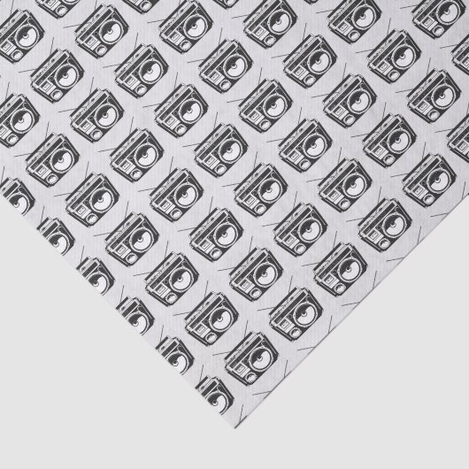 Papier Mousseline Boombox 80s rétro Motif gris (Détail)