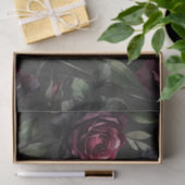 Papier Mousseline Bordeaux Red Roses Shadowy Grey Floral Mariage (Cadeau)