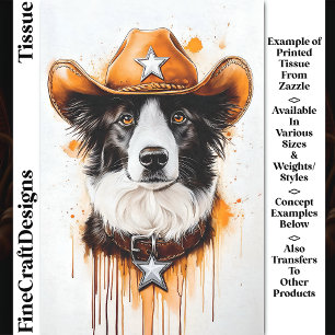 Papier Mousseline Border Collie Cowboy Sheriff Chien DP4 Découpage