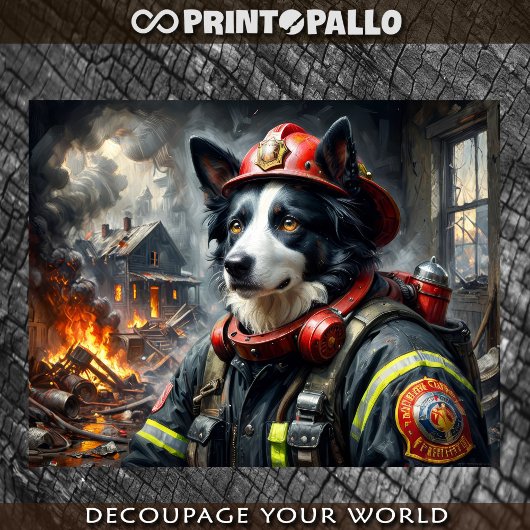 Papier Mousseline Border Collie en tant que pompier -