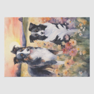 Papier Mousseline Bordure Collie et découpage australien Shepard