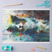 Papier Mousseline Bordure Collie Vibrant couleur Déchets de peinture (Artisanat)