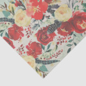 Papier Mousseline Bordure Fleur de Noël et Étoiles sur bleu (Détail)