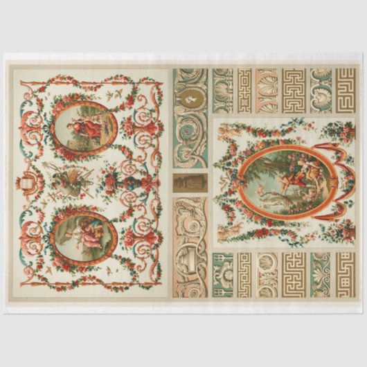 Papier Mousseline Bordure ornementale et portrait pour découpage (Recto)