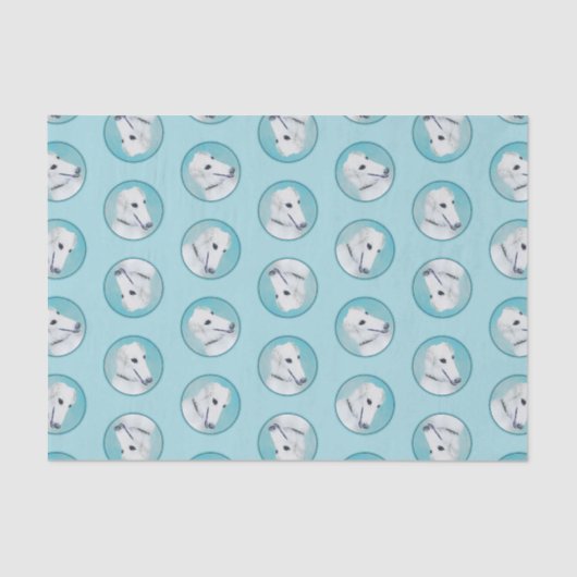 Papier Mousseline Borzoi Peinture blanche russe Wolfhound Chien Art (Recto)