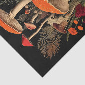 Papier Mousseline Botanical Mushrooms & Flowers on Black Background (Détail)