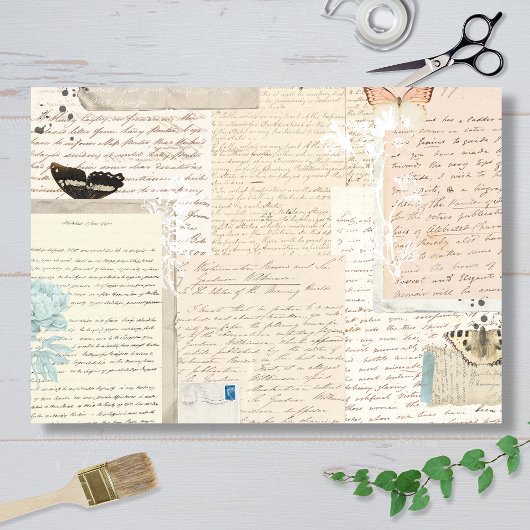 Papier Mousseline Botanical Vintage Letters