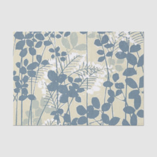 Papier Mousseline Botanique Bleu Japonais Vintage : Fougère à Feuill
