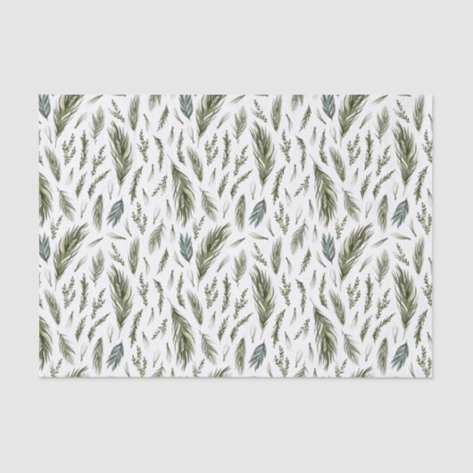 Papier Mousseline Botanique de forêt simple Aquarelle Noël (Recto)