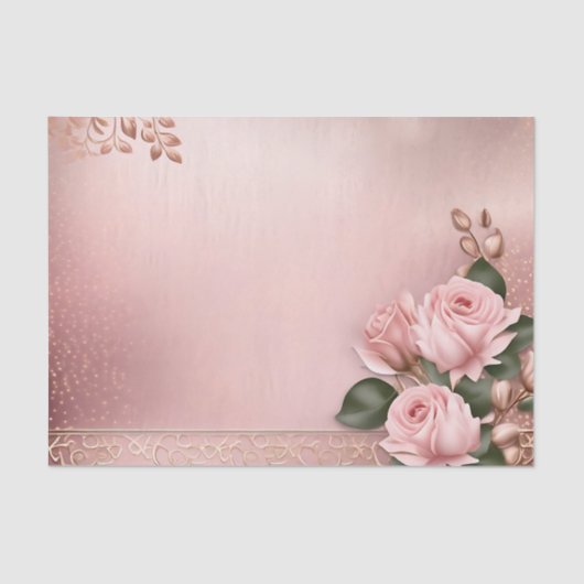 Papier Mousseline Botanique d'or Rose floral (Recto)