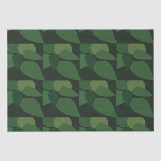 Papier Mousseline Botanique Feuilles Vertes (Recto)