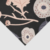 Papier Mousseline Botanique Floral rose noire (Détail)