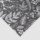 Papier Mousseline Botanique Noël Foliage Pine Berries Motif (Détail)