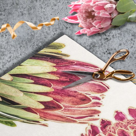 Papier Mousseline Botanique Pink Protea Floral Favaging