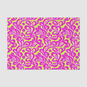 Papier Mousseline Botanique rose et jaune vif