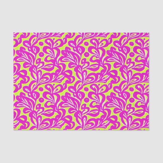 Papier Mousseline Botanique rose et jaune vif (Recto)