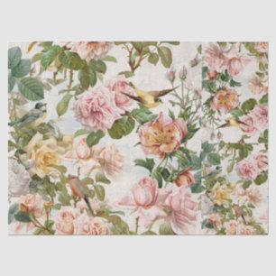 Papier Mousseline Botanique Vintage rose rose rose rose Roses jaune