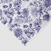 Papier Mousseline Botaniques en bleu avec découpage de script (Détail)