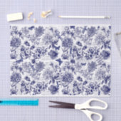 Papier Mousseline Botaniques en bleu avec découpage de script (Artisanat)