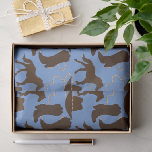 Papier Mousseline Botte Casquette Western Cowboy Bleu (Cadeau)