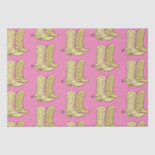 Papier Mousseline Botte cowboy rose