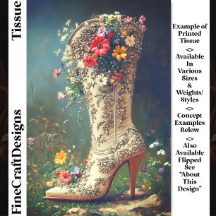 Papier Mousseline Botte de cowgirl à fleur sauvage ornée DG1LF Décou