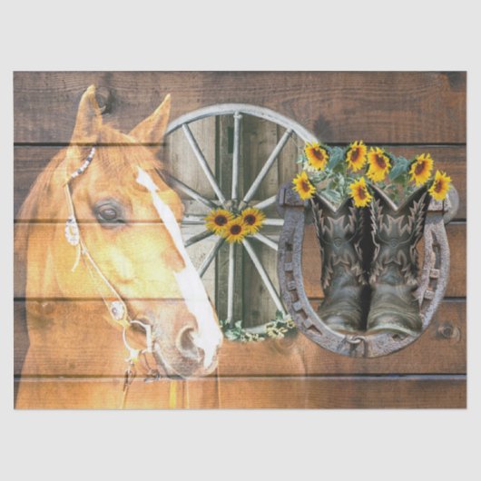 Papier Mousseline Bottes de cow-boy de la roue Western Horse Wagon (Recto)