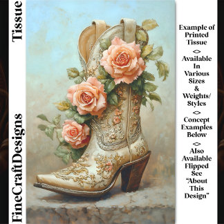 Papier Mousseline Bottes de mode de Cowgirl occidentale Roses DF9L D