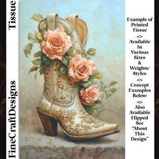 Papier Mousseline Bottes de mode de Cowgirl occidentale Roses DF9R D