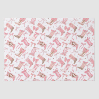 Papier Mousseline Bottes de rodéo roses occidentales avec noeuds pap