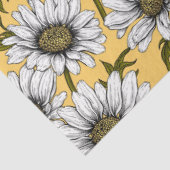 Papier Mousseline Bouches blanches, fleurs sauvages sur jaune (Détail)