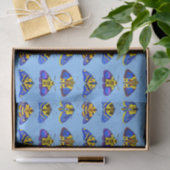 Papier Mousseline Bouches en bleu, jaune doré et Brown (Cadeau)