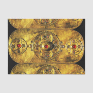 PAPIER MOUSSELINE BOUCLIER ANTIQUE CELTIQUE AVEC GEMSTONES DE RUBY