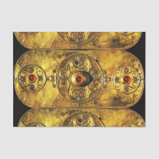 PAPIER MOUSSELINE BOUCLIER ANTIQUE CELTIQUE AVEC GEMSTONES DE RUBY (Recto)