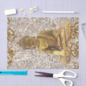 Papier Mousseline Bouddha doré fleurs florales dorées (Artisanat)