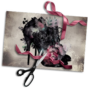 Papier Mousseline Boudoir   Booties à talon élevé rose victorien