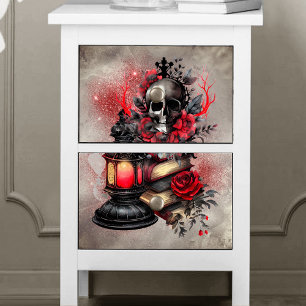 Papier Mousseline Boudoir victorien   Livres d'antiquités avec crâne