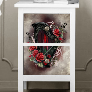 Papier Mousseline Boudoir victorien   Musique antique Harpe de lap c