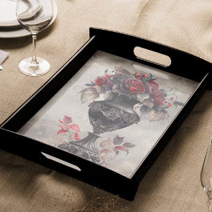 Papier Mousseline Boudoir victorien   Vieux vase orné et roses rouge