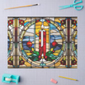 Papier Mousseline Bougie de Noël en verre teint Faux pour découpage (Artisanat)